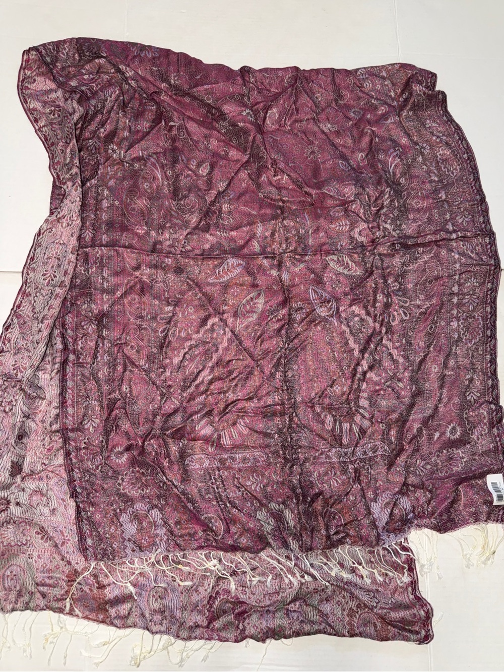 Paisley Pink/Purple Fringe Scarf Wrap -